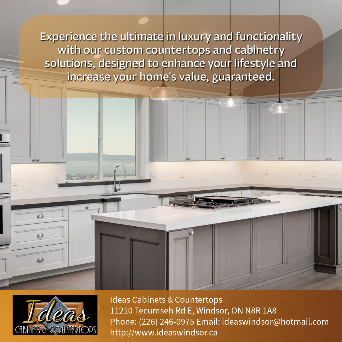 Discover luxury and functional custom cabinets and countertops from Ideas Cabinets & Countertops in Windsor. Explore expert craftsmanship and design.
